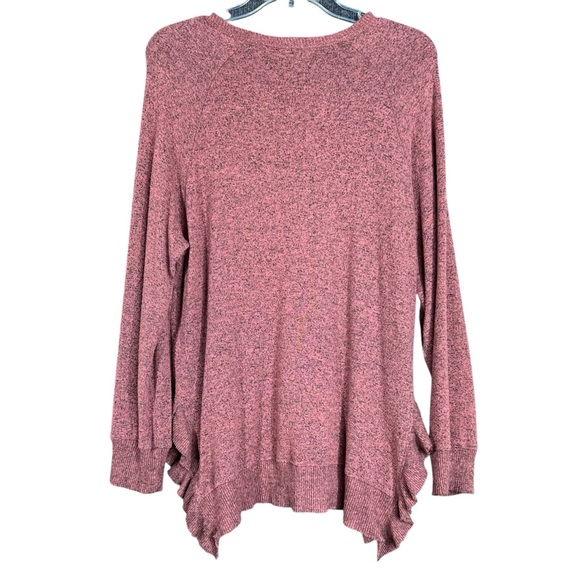Anthropologie Postage Stamp Pink Long Sleeve Ruffle Split Hem Sweater Women's M - Picture 3 of 9